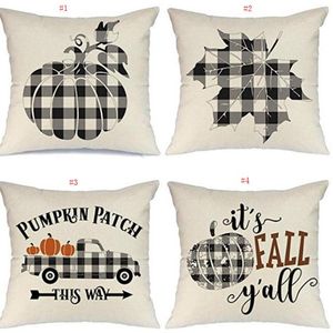 Halloween Pillow Case Pumpkin Sofa Throw Pillowcase Printed Pillow Cover Plaid Pillow Case Cover Pillowslip For Car Office Home Decor SN4645