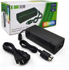 Xbox 360 Slim AC Adapter Replacement - Durable Power Supply Brick with Charging Cable, Black