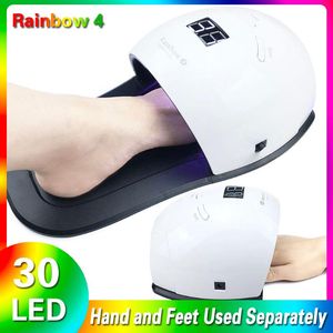 UV-Lampe, LED-Nagellampe, 120 W/48 W, Nageltrockner-Licht zum Trocknen von Gel-Lack, mit 30 LEDs, schnelle Trocknungsmaschine mit Füßen unten