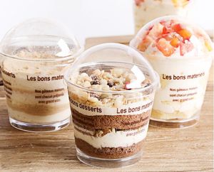 200ml Transparent Tiramisu Ice Cream Cup Plastic Mousse Cake Cup Disposable Jelly Cup with Cover Pudding Dessert Sets Party Supplies SN4727