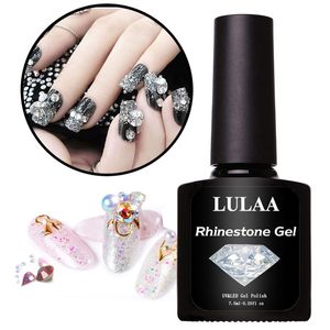 Lulaa 1 garrafa cola adesiva para decoração de strass 7,5 ml mancha + secagem rápida para UV/LED Manicure Nail Art Tool