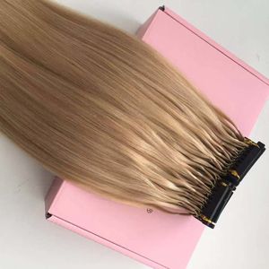 Anpassad tillgänglig 6D mänskliga hårförlängningar 9a # 16 # 613 # 60 Brasilianska Virgin Hair Blonde 100Strands 100gram / set kan stylas med järn