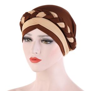 Muslimska kvinnor mjölk silke flätor kors turban hatt halsduk bonnet kemo beanies cap hijab huvudbevakning hår huvud wrap hår tillbehör