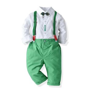 Abbigliamento per ragazzi alla moda Camicia a maniche lunghe Set di pantaloni verdi Costume autunnale per bambini 2020 Abiti per bambini per bambini Kit per vacanze per bambini