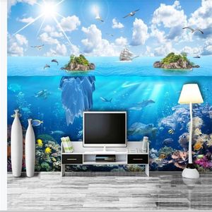 3d landscape wallpaper Underwater world island landscape wallpapers painting 3D background wall