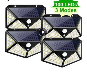 ソーラーライト100LED3表面発光の人体誘導壁ライト屋外防水ルームガーデンライト