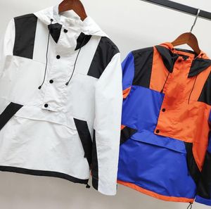 Yüksek kaliteli Erkekler Kadınlar Ceket WINDBREAKER Fermuar Kapüşonlular Patchwork Coat Casual Kabanlar Sokak Sporları çalışan Koşucu ceketler S-XXL XL045