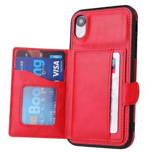 Slim Fit Premium Leather Cases Cover för iPhone 11 12 Mini 13 Pro Max XR XSMAX 6S 7 8 Plus Plånbok Case Card Slots Shocksäker Flip Shell