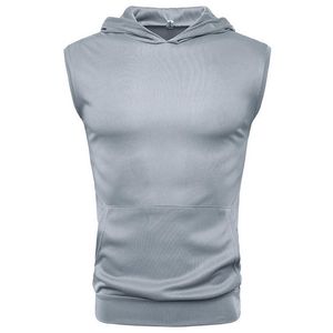 Mens Muscle Hoodie Tank Ärmlös Bodybuilding Gym Workout Fitness Skjortor Vest Masculina Toppar Herrkläder MX200815