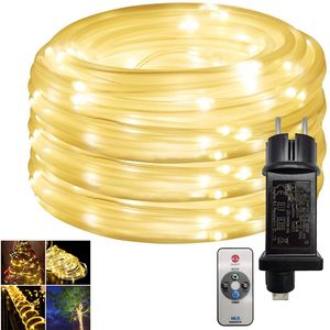 Oświetlenie taśmowe Outdoor LED światła ciągów z 8 trybami Wodoodporna dekoracja ogrodowa Drzewo Party Drzewo Christmas Line Lights Ciepłe białe