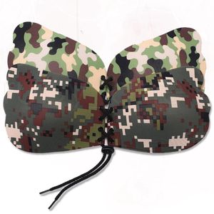 DHL Women Camouflage Color Fly Wings Shape Silicone Invisible Push Up Self-Hehesive Front Stängning Sticky Breast Nipple Invisible Bra Tool