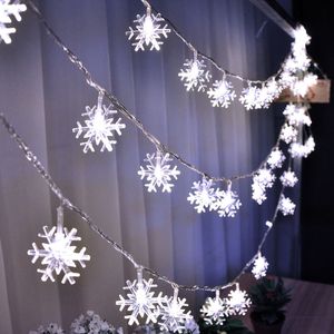 6M 40LED Fiocco di neve Stringa di luci Neve Fata Ghirlanda Decorazione per albero di Natale Felice anno nuovo Fata Luce alimentata a batteria