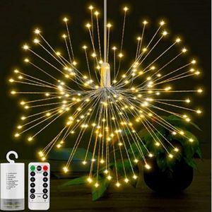 Celebração starburst pingente luz 100-200 LEDs DIY fogos de artifício festão de cobre luzes de Natal lâmpada de cintilação ao ar livre 2pcs