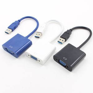 USB till VGA -kabeladapter 1080p USB3.0 till VGA -anslutningar Extern grafikkort Multidisplay för bärbar dator PC Monitor Projector Win 7 8