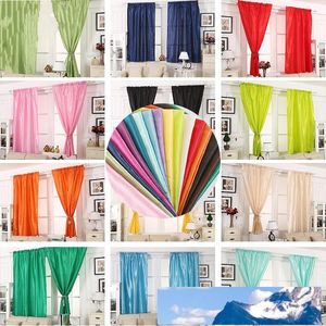Solid färg gardin vardagsrum sovrum dekorera silkesduk skuggning fönster gardiner bröllop hem inredning badrum tillbehör 21jx5 cy