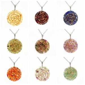 Raw Quartz Round Coin Pendant Necklace for Women Men Stone Crystal Circle Disc Pendants Jewelry