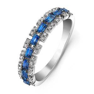 Colore argento lucido BlueWhite cubico zircone Festa di fidanzamento Donne Anelli elegante di alta qualità ragazza regalo anello d'avanguardia