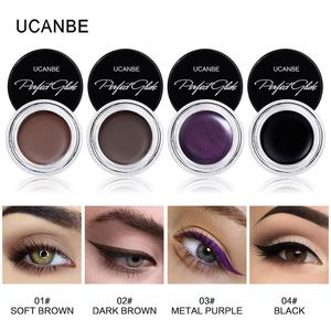 UCANBE 4 cores Gel Eyeliner Shimmer preto fosco Brown Lápis de Olhos Creme Olhos Maquiagem Longa Duração gel delineador à prova d'água