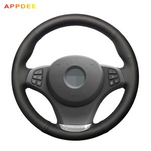APPDEE Preto Couro DIY mão-costurado Car Steering Wheel Cover para BMW E83 X3 2003-2010 E53 X5 2004-2006