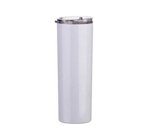20oz Skinny Tumblers Sublimation Blanks Coffee Mugs Car Beer Mugs With Lid And Straws CYZ2726 Sea Shipping