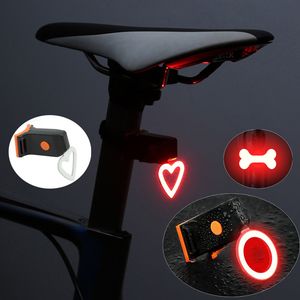 Kalp Yuvarlak şekil LED Bisiklet Işık USB Şarj Bisiklet Arka Işık Su geçirmez MTB Taillight Bisiklet Gece Emniyet Lambası Bisiklet ışıklar Uyarı