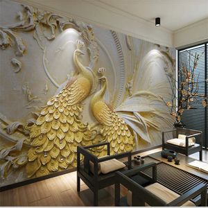 relevo 3D animais de ouro papéis de parede do fundo da parede mural de papel de parede para paredes 3 d para sala de estar 3d wallpapers