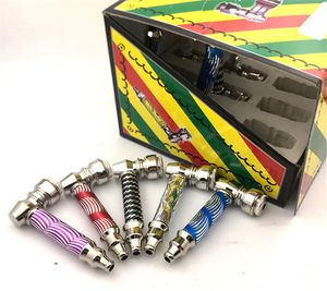 12 pz/lotto Multi Color Dry Herb Hand pipe 76mm Metallo Tubi Di Fumo di Viaggiare Tubo di tabacco da fumo