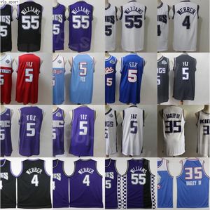 Vintage Basketball Jason Williams Jerseys 55 Chris Webber 4 De Aaron Fox 5 Marvin Bagley III 35 Edition Earned City Black Purple White