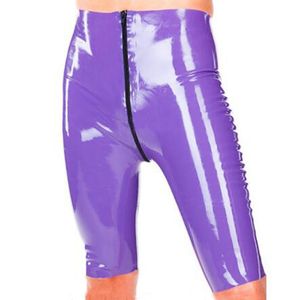 14 Colors 2 Way Zipper High Waist Pants Women Wet Look PVC Middle Shorts Sexy Pencil Open Crotch Pants Dancing Party Clubwear