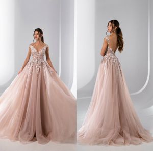 Eleganta kvällsklänningar Juvel Ärmlös Lace Appliques Pärlor Prom Kappor Skräddarsy Sexig Backless Sweep Train Special Occasion Dress