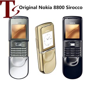 Original Nokia 8800 sirocco 128MB phones English / Russian keyboard GSM FM Bluetooth Phone Gold Silver Black refurbished