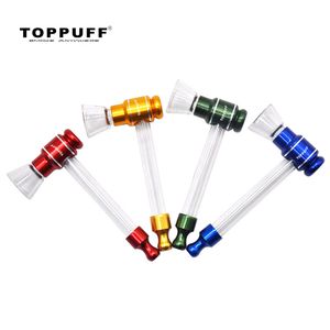 TOPPUFF Glas-Tabakpfeifen, 15 mm, Glasschale, Metall-Tabak-Kräuterpfeife, abnehmbare Rauchhandlöffelpfeifen, Rauchzubehör