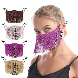 Creative Leopard Tassel Face Masks Fashion Trend Nightclub Bar Masks Washable Reusable 4 Style Party Mask