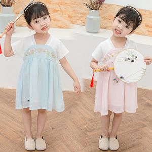 民族の服の子供ハンボックのドレスの女の子韓国風の春の刺繍先のウェディングドレスファッションの衣装