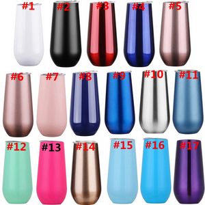 17colors 6oz Egg Cups Stainless Steel Insulated Tumbler Cups With Lid Champagne Wine Cup Car Vacuum Cup Mini Mugs HHA1033