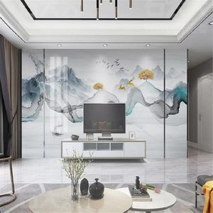 Milofi benutzerdefiniertes großes 3D-Tapetenwandbild im chinesischen Stil, handgemalte abstrakte Linien, Landschaft, Zen-Hintergrundwand280O