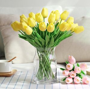 Pu Mini tulip simulation Decorative Flowers wedding home artificial photography props decoration material holding flower