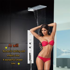 Luxury Bathroom Concealed Shower Thermostatic Valve Panel Shower Mixer Rain Tap Wall Mounted Shower Faucet masssage Jet Set System AF4101 on Sale