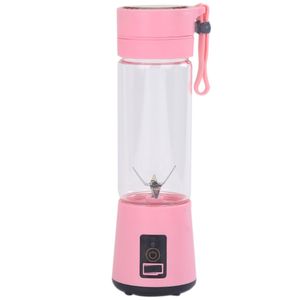 420Ml Portable Juicer Glass Bottle Juicer USB Rechargeable 6 Blades Smoothie Blender Machine Mixer Mini Juice Cup Pink