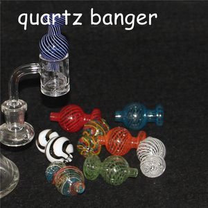 Kuvars Banger Nail Yeni Desen Ve Carb Kapaklı Kuvars Banger Erkek 14mm Ortak 90 Derece Cam Bongs Su Borusu