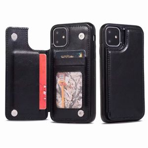 Caso de carteira de couro retro para iPhone 12 11 Pro Max Protective Phone Case Capa Para iPhone SE XR XS 8PLUS Bothstand Card Slots
