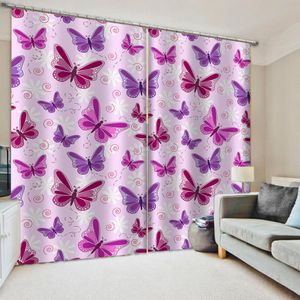 Luxury Blackout 3D Window Curtain For Living Room purple curtains butterfly soundproof windproof curtains