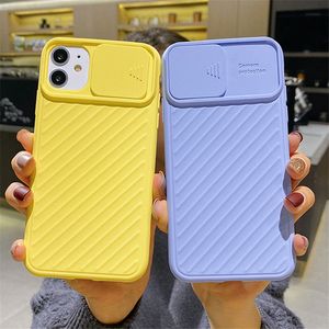 Custodie per telefoni ultra sottili Cover morbida in TPU per iPhone 14 13 12 11 Pro X XS Max 7 8 Plus Con protezione per porta scorrevole per fotocamera