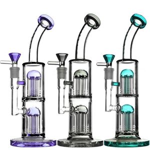 Glass Bong Dab Rig Duplo 6x-Arms Árvore Perceito Vidro Tubulação de Água de Vidro Novos Bontos Bubbler Fumando Petróleo de Fumar 14mm Articulação