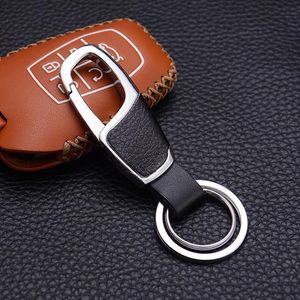 Fashion key ring Holder Business Mens Gift Silver Metal unisex keychain Black Leather holders Fashion jewelry