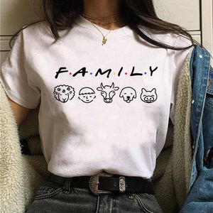 Kobiety Rodzina Vegan Jesteśmy przyjaciółmi Nie T Shirt Ulzzang Kawaii Cartoon Tshirt Harajuku 90. Graficzna koszulka żeńska