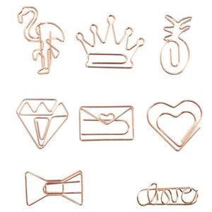 Creative Metal Paper Clips Rose Gold Crown Flamingo Pappersklipp Bokmärke Memo Planner Clips Skolkontor Stationery