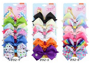 6 Pcs per set 5" Jojo Hair Bows with Clip Siwa Rainbow Printed Knot Ribbon Bow Hairpin TS208