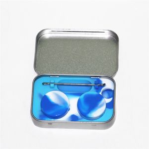 10ml Non Stick Silicone Jars Dab Wax Container In Stainless Steel Tin Box Multi Colors Case Easy To Carry