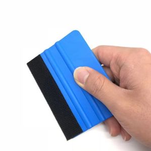 1pc Auto Styling Vinyl Carbon Fiber Window Ice Remover Cleaning Wash Car Scraper With Felt Squeegee Tool Film 10x7cm